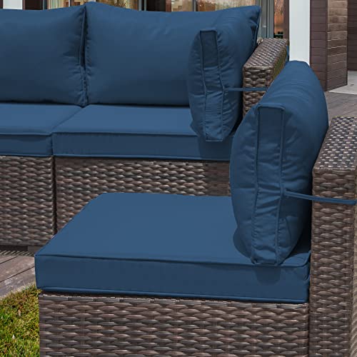 RTDTD Outdoor Patio Furniture Set with Propane Fire Pit Table, 13 Pieces Outdoor Furniture Patio Sectional Sofa Conversation Sets w/ETL Approved 43" Gas Outdoor Fire Table & Coffee Table (Brown)