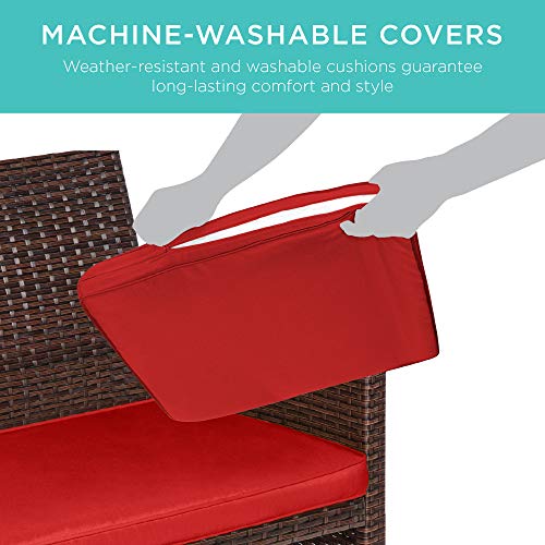 Best Choice Products 4-Piece Outdoor Wicker Patio Conversation Furniture Set for Backyard, Deck, Poolside w/Coffee Table, Seat Cushions - Gray Wicker/Navy Cushions