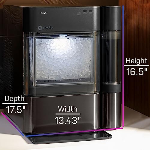 GE Profile Opal 2.0 | Countertop Nugget Ice Maker with Side Tank | Ice Machine with WiFi Connectivity | Smart Home Kitchen Essentials | Black Stainless