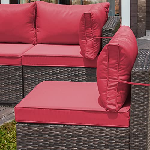 RTDTD Outdoor Patio Furniture Set with Propane Fire Pit Table, 13 Pieces Outdoor Furniture Patio Sectional Sofa Conversation Sets w/ETL Approved 43" Gas Outdoor Fire Table & Coffee Table (Brown)