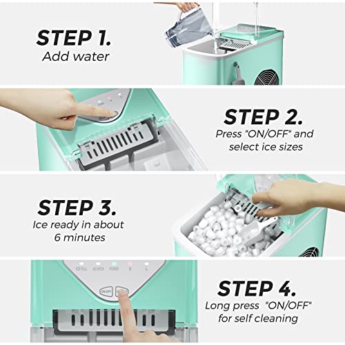 Nugget Ice Maker Countertop, Portable Crushed Ice Machine, Self Cleaning Ice Makers with One-Click Operation, Soft Chewable Pebble Ice in 7 Mins, 34Lbs/24H with Ice Scoop for Home Bar Camping RV