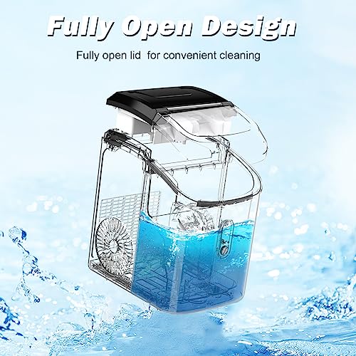 Nugget Ice Maker Countertop, Portable Crushed Ice Machine, Self Cleaning Ice Makers with One-Click Operation, Soft Chewable Pebble Ice in 7 Mins, 34Lbs/24H with Ice Scoop for Home Bar Camping RV