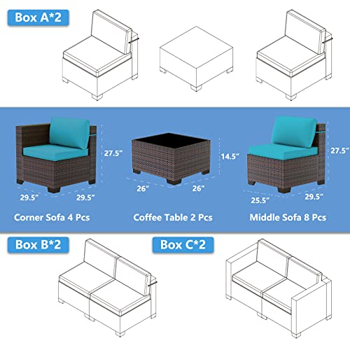 ASJMR Outdoor Patio Furniture Set with Fire Pit Table, 13 Pieces Outdoor Furniture Set Patio Sectional Sofa w/43in Propane Fire Pit, PE Wicker Rattan Patio Conversation Sets - Grey