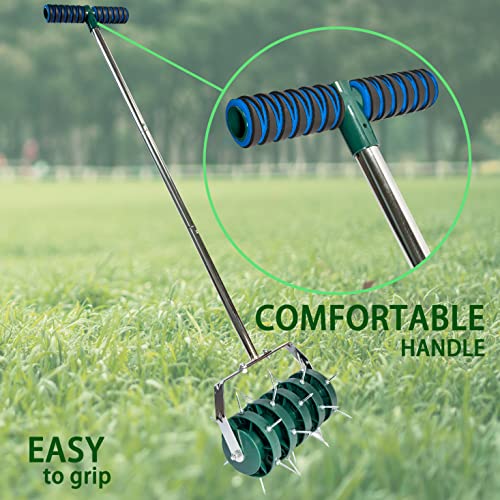 Osaava Rolling Lawn Aerator Garden Yard Rotary Push Tine Heavy Duty Spike Soil Aeration, Manual Rotary Garden Tool, Rolling Aerator New Desing Handheld Push