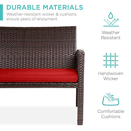 Best Choice Products 4-Piece Outdoor Wicker Patio Conversation Furniture Set for Backyard, Deck, Poolside w/Coffee Table, Seat Cushions - Gray Wicker/Navy Cushions