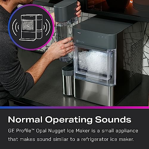 GE Profile Opal 2.0 | Countertop Nugget Ice Maker with Side Tank | Ice Machine with WiFi Connectivity | Smart Home Kitchen Essentials | Black Stainless
