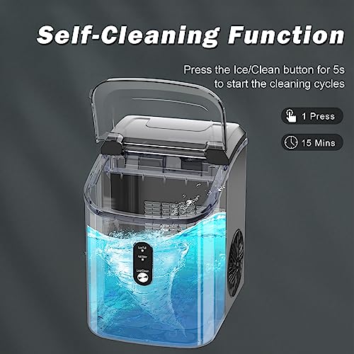 Nugget Ice Maker Countertop, Portable Crushed Ice Machine, Self Cleaning Ice Makers with One-Click Operation, Soft Chewable Pebble Ice in 7 Mins, 34Lbs/24H with Ice Scoop for Home Bar Camping RV