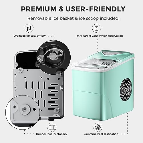Nugget Ice Maker Countertop, Portable Crushed Ice Machine, Self Cleaning Ice Makers with One-Click Operation, Soft Chewable Pebble Ice in 7 Mins, 34Lbs/24H with Ice Scoop for Home Bar Camping RV