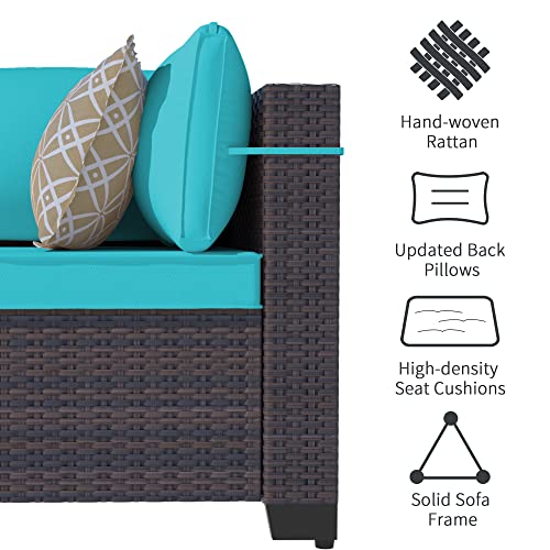 ASJMR Outdoor Patio Furniture Set with Fire Pit Table, 13 Pieces Outdoor Furniture Set Patio Sectional Sofa w/43in Propane Fire Pit, PE Wicker Rattan Patio Conversation Sets - Grey