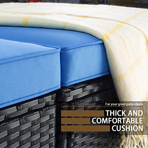 VITESSE 5 Pieces Patio Furniture Sectional Sets,Outdoor All-Weather PE Rattan Wicker Lawn Conversation Sets，Garden Sofa Set with Coffee Table and Washable Couch Cushions (Royal Blue)