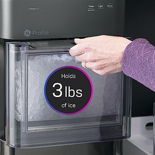 GE Profile Opal 2.0 | Countertop Nugget Ice Maker with Side Tank | Ice Machine with WiFi Connectivity | Smart Home Kitchen Essentials | Black Stainless