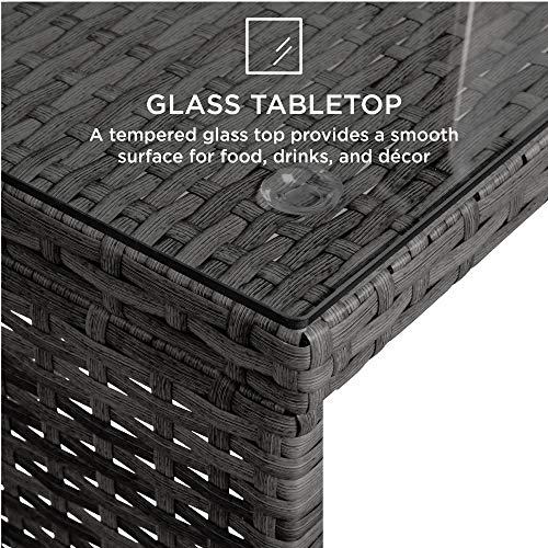 Best Choice Products 4-Piece Outdoor Wicker Patio Conversation Furniture Set for Backyard, Deck, Poolside w/Coffee Table, Seat Cushions - Gray Wicker/Navy Cushions