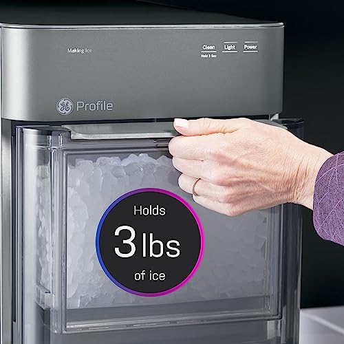 GE Profile Opal 2.0 | Countertop Nugget Ice Maker with Side Tank | Ice Machine with WiFi Connectivity | Smart Home Kitchen Essentials | Black Stainless