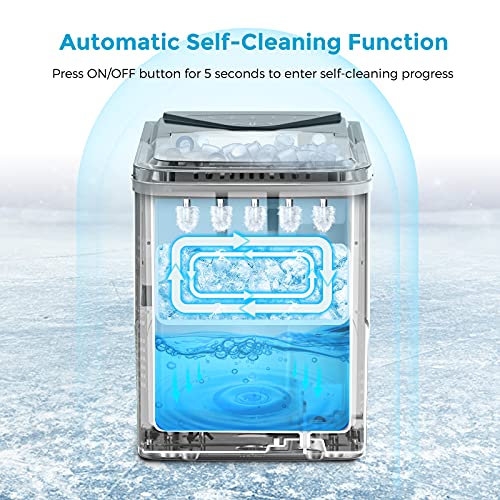 Nugget Ice Maker Countertop, Portable Crushed Ice Machine, Self Cleaning Ice Makers with One-Click Operation, Soft Chewable Pebble Ice in 7 Mins, 34Lbs/24H with Ice Scoop for Home Bar Camping RV