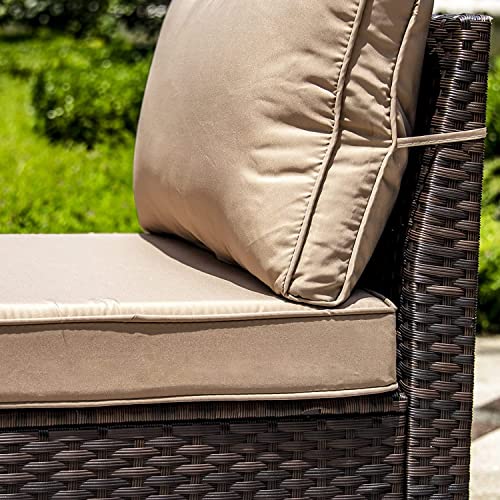 RTDTD Outdoor Patio Furniture Set with Propane Fire Pit Table, 13 Pieces Outdoor Furniture Patio Sectional Sofa Conversation Sets w/ETL Approved 43" Gas Outdoor Fire Table & Coffee Table (Brown)