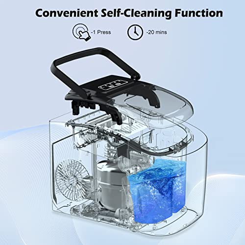 Nugget Ice Maker Countertop, Portable Crushed Ice Machine, Self Cleaning Ice Makers with One-Click Operation, Soft Chewable Pebble Ice in 7 Mins, 34Lbs/24H with Ice Scoop for Home Bar Camping RV