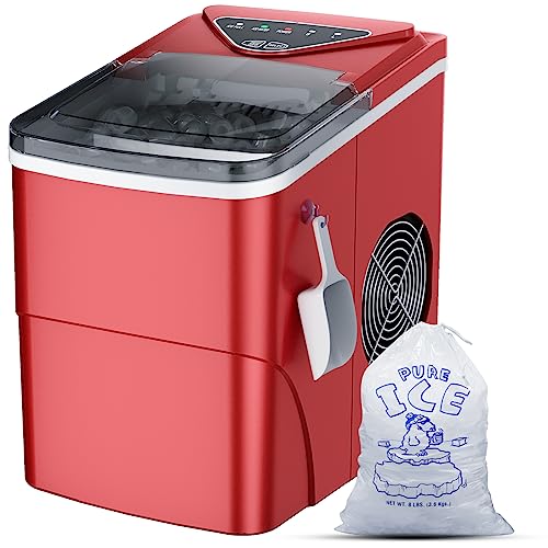 Nugget Ice Maker Countertop, Portable Crushed Ice Machine, Self Cleaning Ice Makers with One-Click Operation, Soft Chewable Pebble Ice in 7 Mins, 34Lbs/24H with Ice Scoop for Home Bar Camping RV