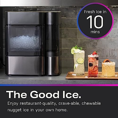 GE Profile Opal 2.0 | Countertop Nugget Ice Maker with Side Tank | Ice Machine with WiFi Connectivity | Smart Home Kitchen Essentials | Black Stainless