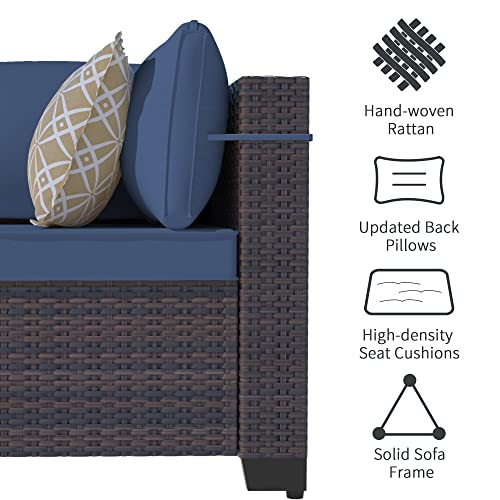 ASJMR Outdoor Patio Furniture Set with Fire Pit Table, 13 Pieces Outdoor Furniture Set Patio Sectional Sofa w/43in Propane Fire Pit, PE Wicker Rattan Patio Conversation Sets - Grey
