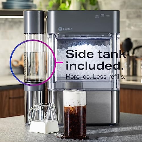 GE Profile Opal 2.0 | Countertop Nugget Ice Maker with Side Tank | Ice Machine with WiFi Connectivity | Smart Home Kitchen Essentials | Black Stainless