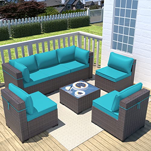 ASJMR Outdoor Patio Furniture Set with Fire Pit Table, 13 Pieces Outdoor Furniture Set Patio Sectional Sofa w/43in Propane Fire Pit, PE Wicker Rattan Patio Conversation Sets - Grey