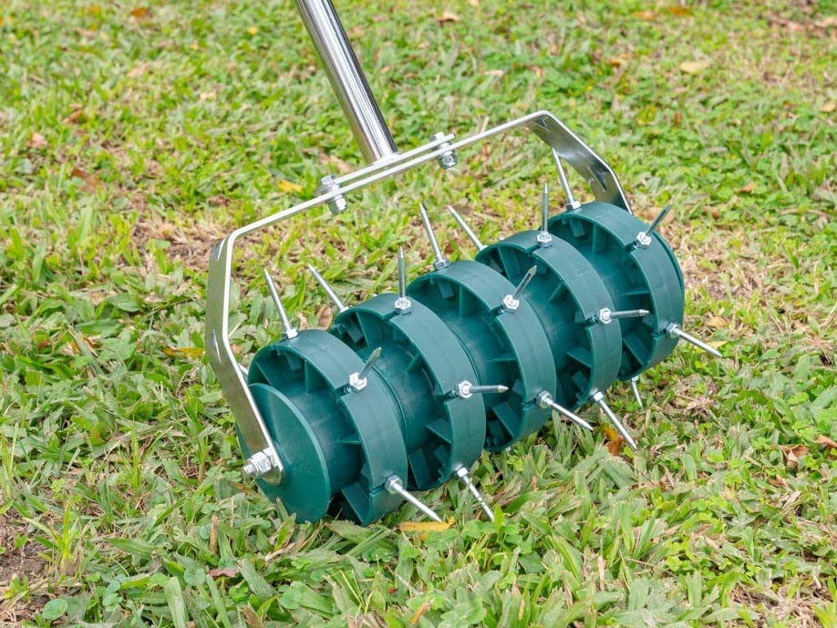 Osaava Rolling Lawn Aerator Garden Yard Rotary Push Tine Heavy Duty Spike Soil Aeration, Manual Rotary Garden Tool, Rolling Aerator New Desing Handheld Push