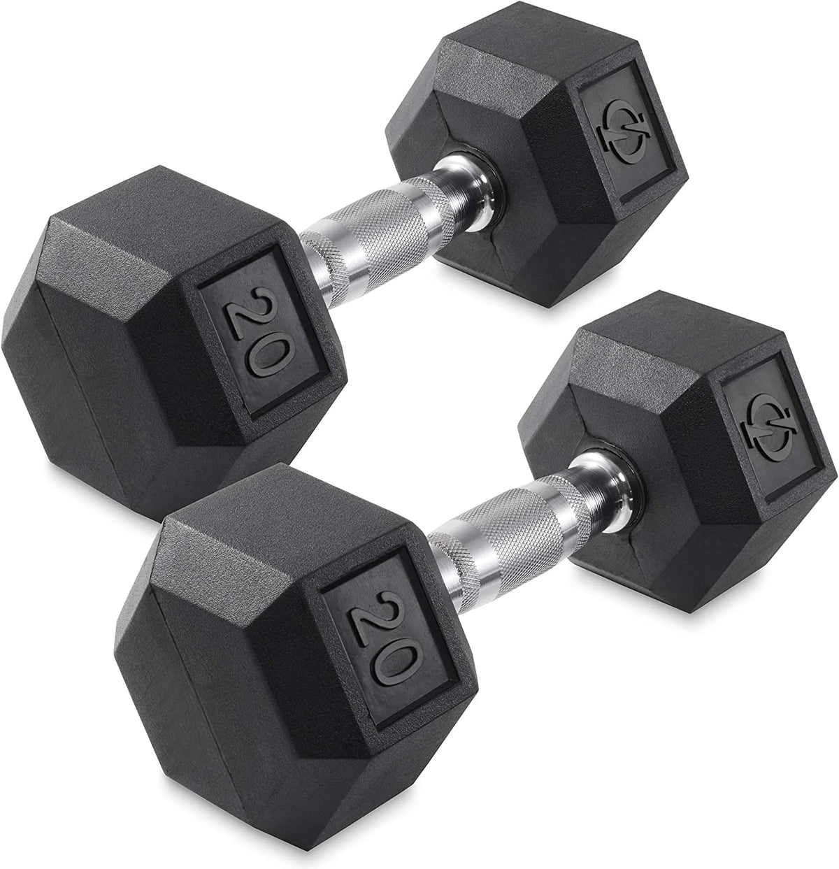 Philosophy Gym Rubber Coated Hex Dumbbell Hand Weights, Pairs