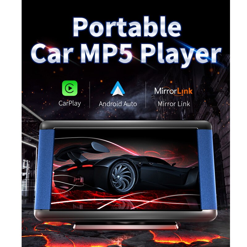 Portable Car MP5 Player Wireless Carplay Monitor Android Auto 7 Inch Touch Screen Bluetooth Universal Multimedia Stereo
