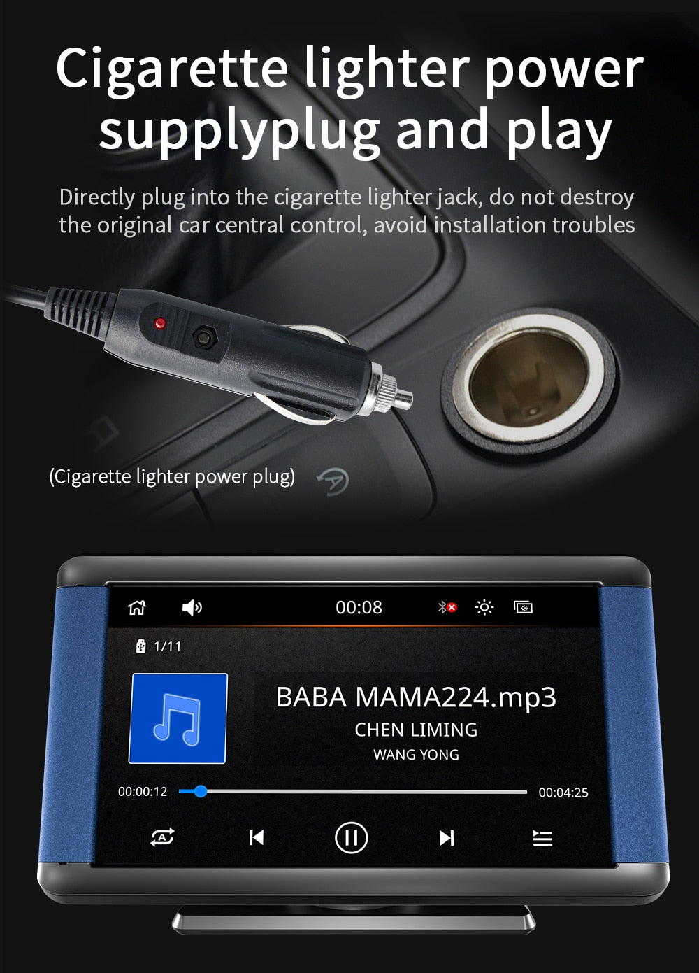 Portable Car MP5 Player Wireless Carplay Monitor Android Auto 7 Inch Touch Screen Bluetooth Universal Multimedia Stereo