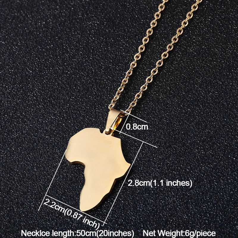 Fashion Selling African Map Pendant Necklaces Men&amp; Women Stainless Steel Gold Color Africa Map Jewelry Gift