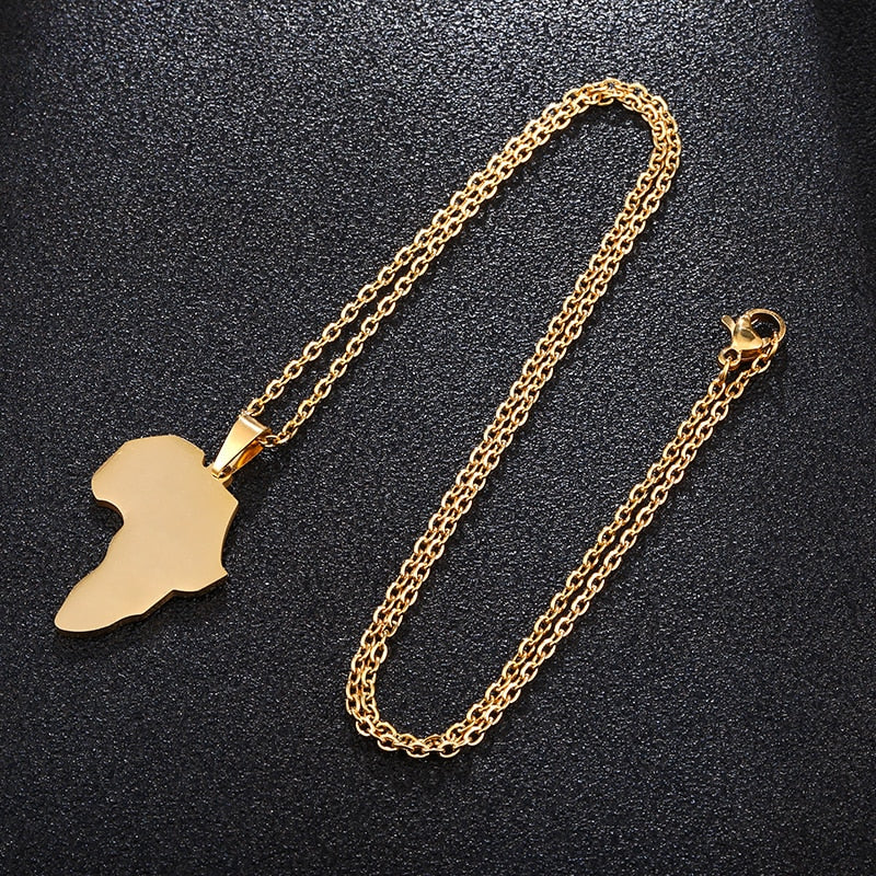 Fashion Selling African Map Pendant Necklaces Men&amp; Women Stainless Steel Gold Color Africa Map Jewelry Gift
