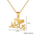 Fashion Heart I Love JESUS pendant Necklace Stainless steel Gold color Women charm Christian religious Jewelry Gift