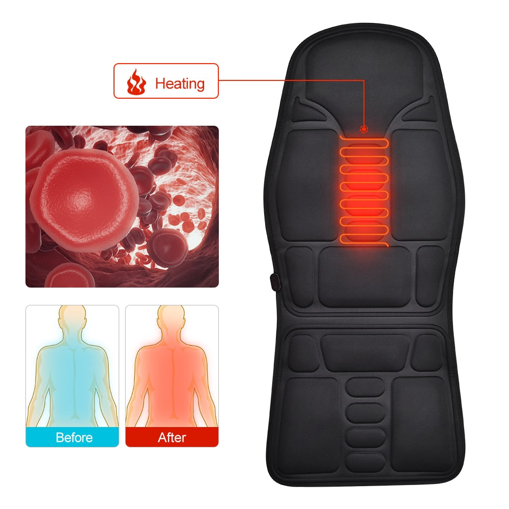 Electric Heating Full Body Massager for Car Chair Office Lumbar Neck Pain Relief Vibration Cushion Shoulder Back Massage Mat