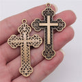 WYSIWYG 3pcs 54x33mm Religious Cross Pendant Orthodox Cross Charms Antique Silver Color Antique Gold Cross Charm