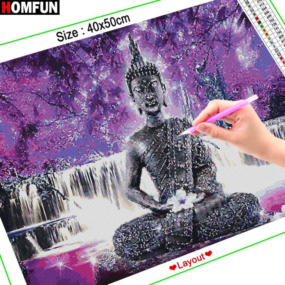 HOMFUN Diy 5d Diamond Painting "Religious buddha" Cross Stitch Square Round Diamond Embroidery Handwork Rhinestone Art A30013