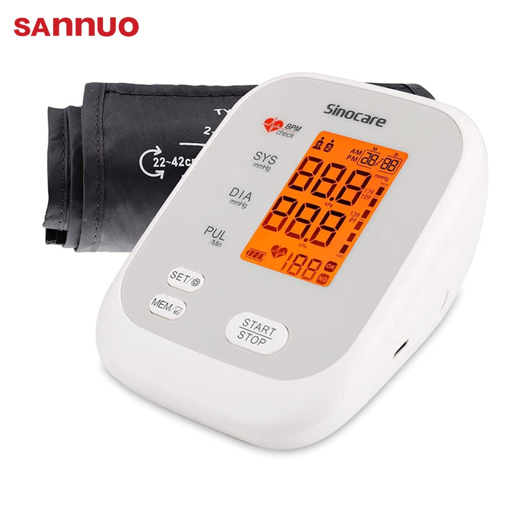 Sannuo Blood Pressure Monitor Upper Arm Blood Pressure Cuff Device Automatic Digital BP Machine Heart Rate Pulse Monitor Voice