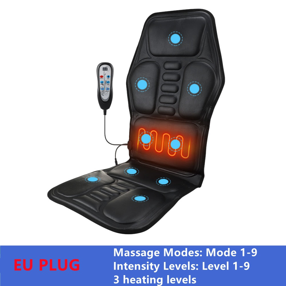 Electric Heating Full Body Massager for Car Chair Office Lumbar Neck Pain Relief Vibration Cushion Shoulder Back Massage Mat
