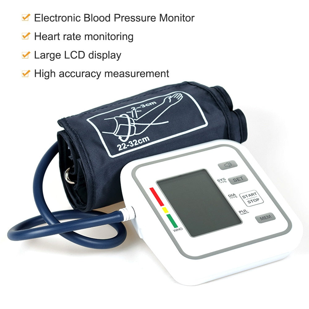 Upper Arm Style Automatic Electronic Blood Pressure Monitor WIth LCD Display Digital Intelligent Blood Pressure Meter
