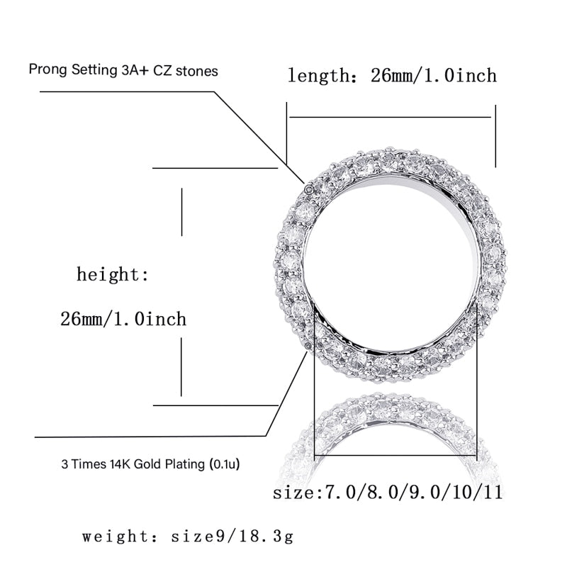 TOPGRILLZ  Iced Out Full Cubic Bling  Rings