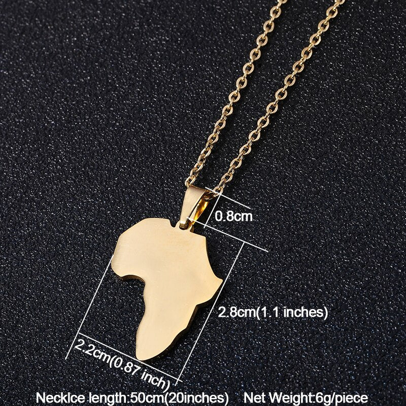 Fashion Selling African Map Pendant Necklaces Men&amp; Women Stainless Steel Gold Color Africa Map Jewelry Gift