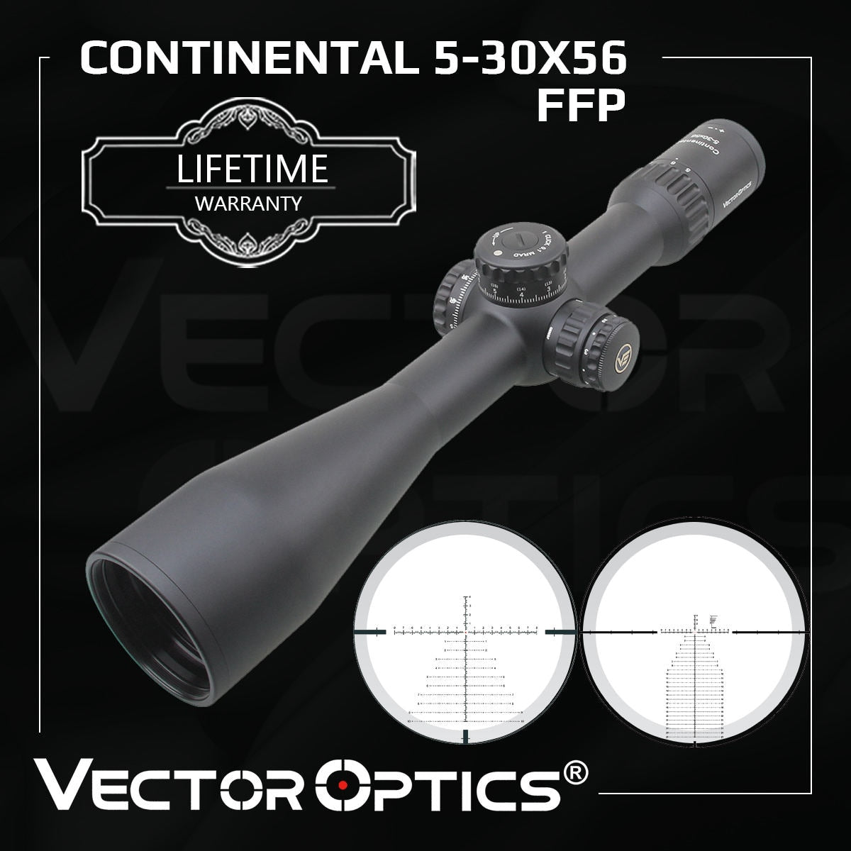 Vector Optics 34mm Continental 5-30x56 HD FFP Hunting Riflescopes Tactical Rifle Scope 1/10MIL Zero Stop .338 Long Range Precise