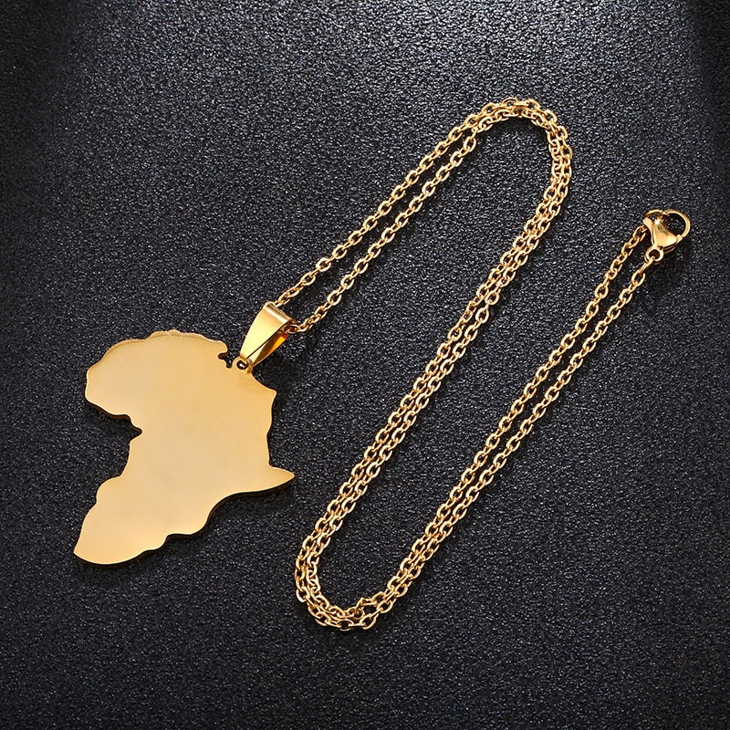Fashion Selling African Map Pendant Necklaces Men&amp; Women Stainless Steel Gold Color Africa Map Jewelry Gift