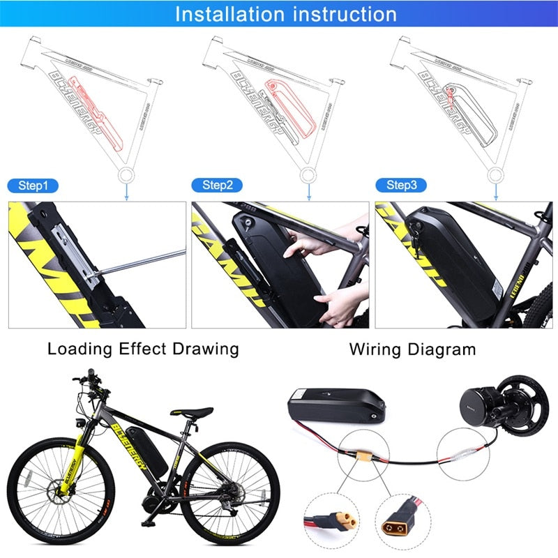 Hailong Samsung Cells E-bike Lithium Battery 48V 17.5Ah 20Ah 18Ah 52V 36V USB Port Powerful Battery Electric Bicycle Conversions