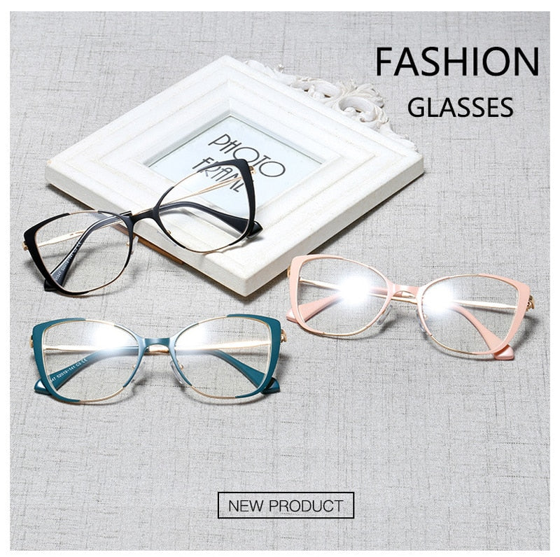 Fashion Cat Eye Half Frame Glasses Frames Men Women Luxury Brand Designer Optical Vintage Goggle Computer Glasses For Female