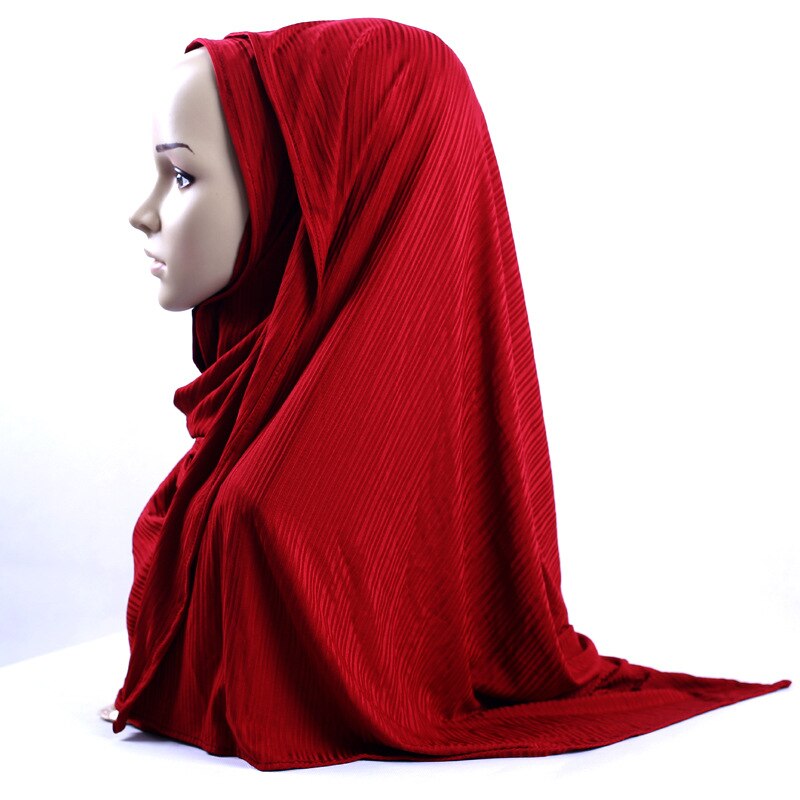 Fashion Pleated Stripe Scarf Women Muslim Jersey Hijabs Shawl hijeb femme Africa Headband Long Islam Underscarf Sjaal Bufandas