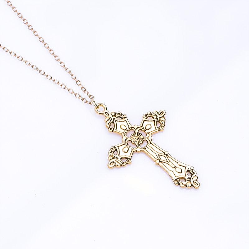 Gothic Religious Jesus Cross Pendant Grunge Necklaces Crucifix Aesthetic Collier Croix For Women Men Mystical Gift Jewelry