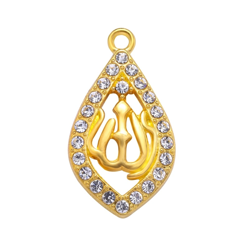 Juya 10Pcs/Lot Wholesale DIY Gold/Silver Color Crescent Allah Muslim Charms For Religious Islamic Jewelry Making Supplies
