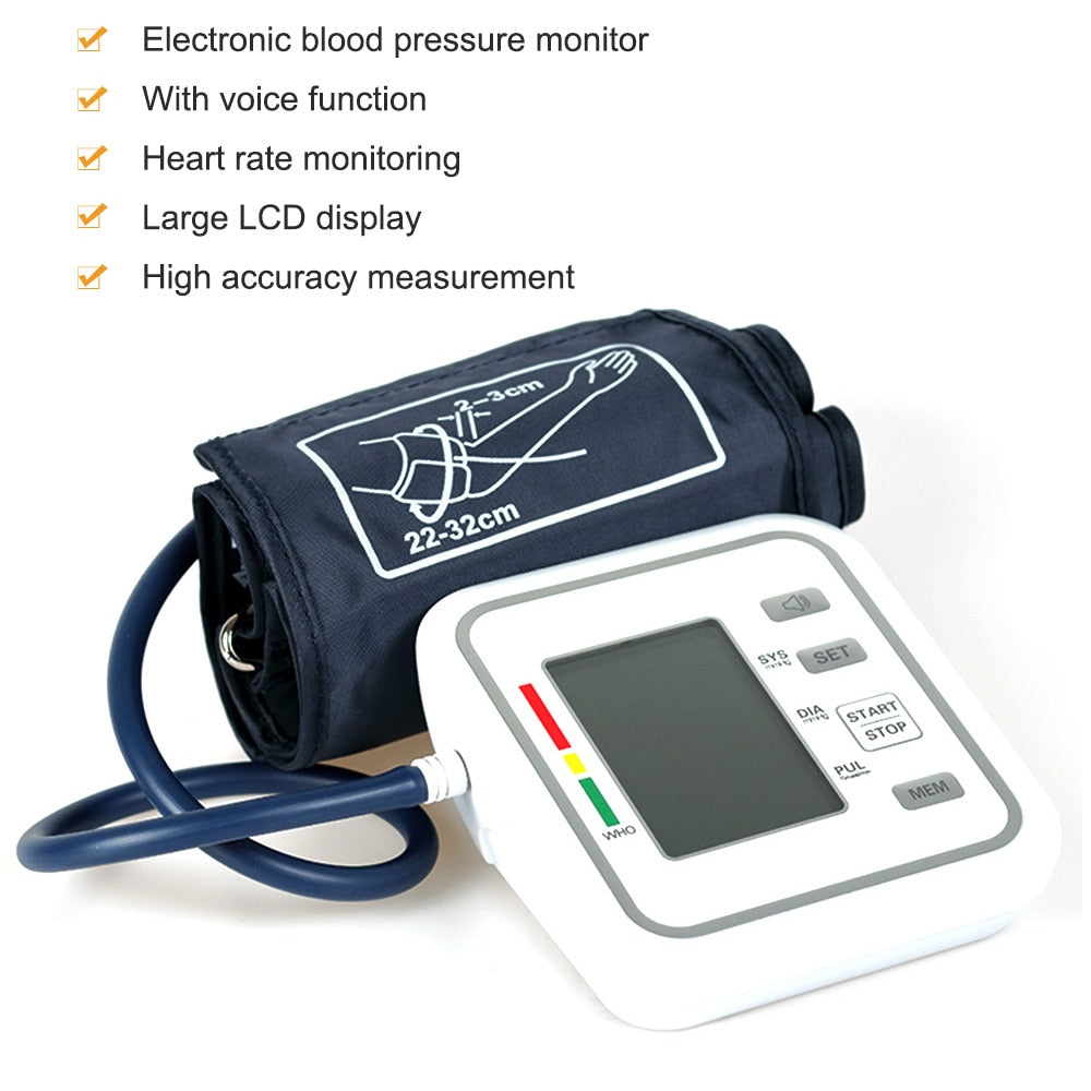 Upper Arm Style Automatic Electronic Blood Pressure Monitor WIth LCD Display Digital Intelligent Blood Pressure Meter