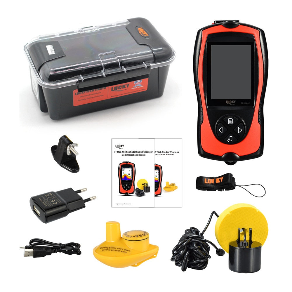 LUCKY FF1108-1C&amp; FF1108-1CT Portable Fish Finder for ice fishing Depth Sonar Sounder Alarm Waterproof echo sounder sonar fish