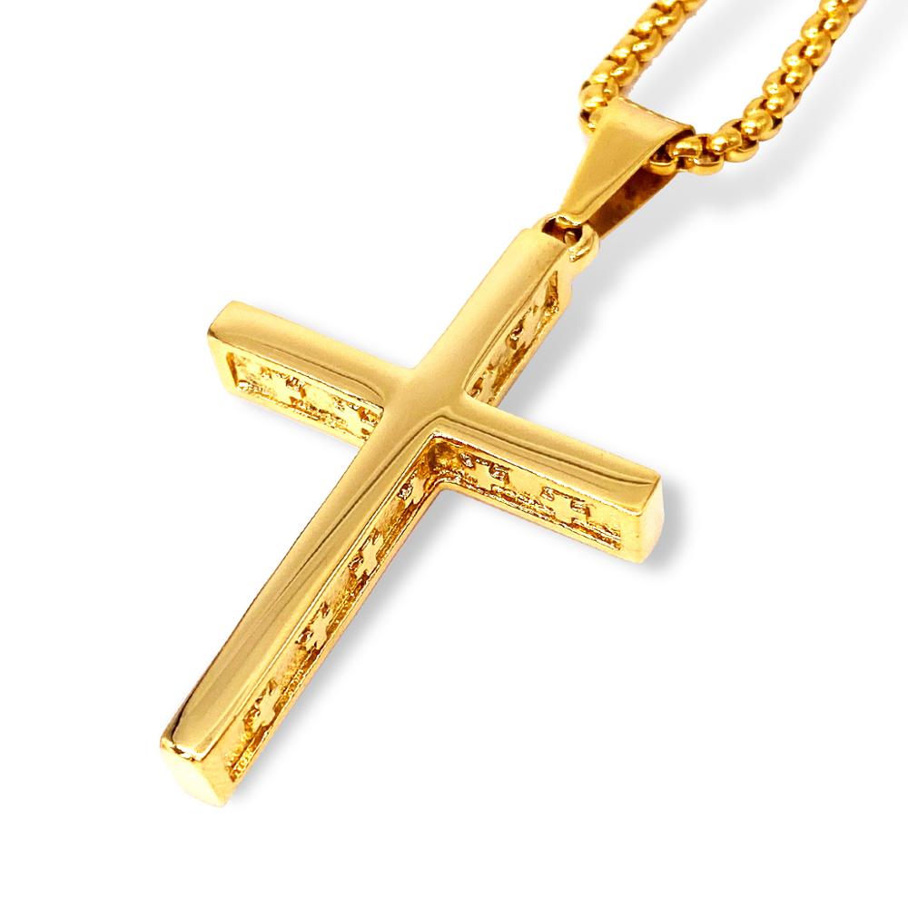 EyeYoYo Stainless Steel Vintage Cross Pendant Necklace Men Religious Delicate Necklace Personality Jewelry